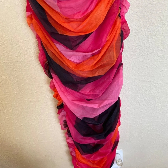 HOUSE OF CB 'Sasha' Multicoloured Strapless Ruched‎ Midi Dress/Size XS NWOT - Picture 8 of 16